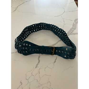 Vintage Blue Leather Belt