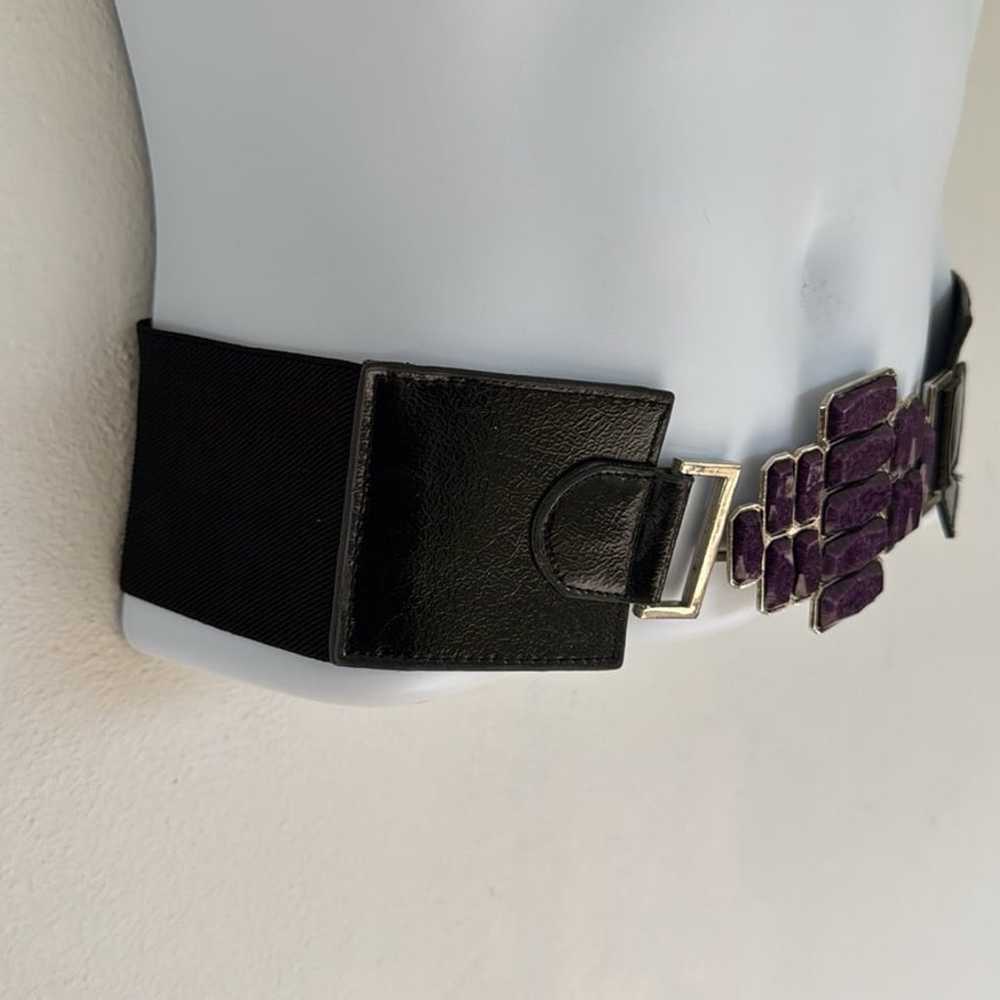 Vintage black purple beaded oversized cross buckl… - image 3