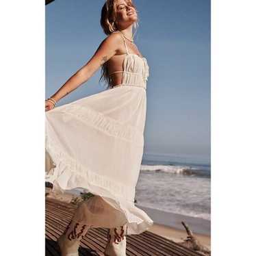 New Free People Taking Sides Maxi Dress in Ivory W