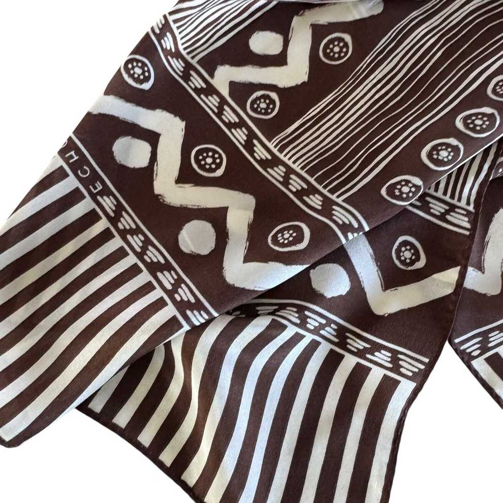 Vintage Echo Silk Scarf Signed Tribal Brown White… - image 3