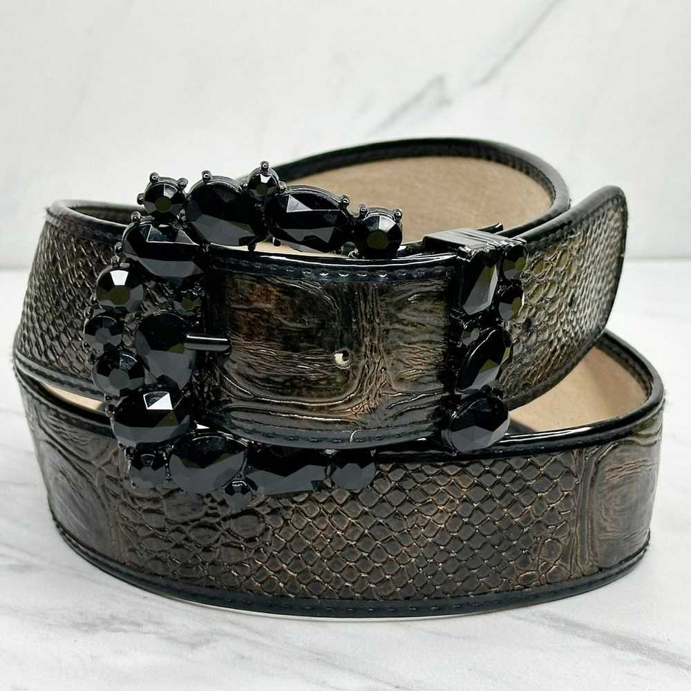 Chico's Vintage Black and Brown Embossed Mixed Le… - image 1