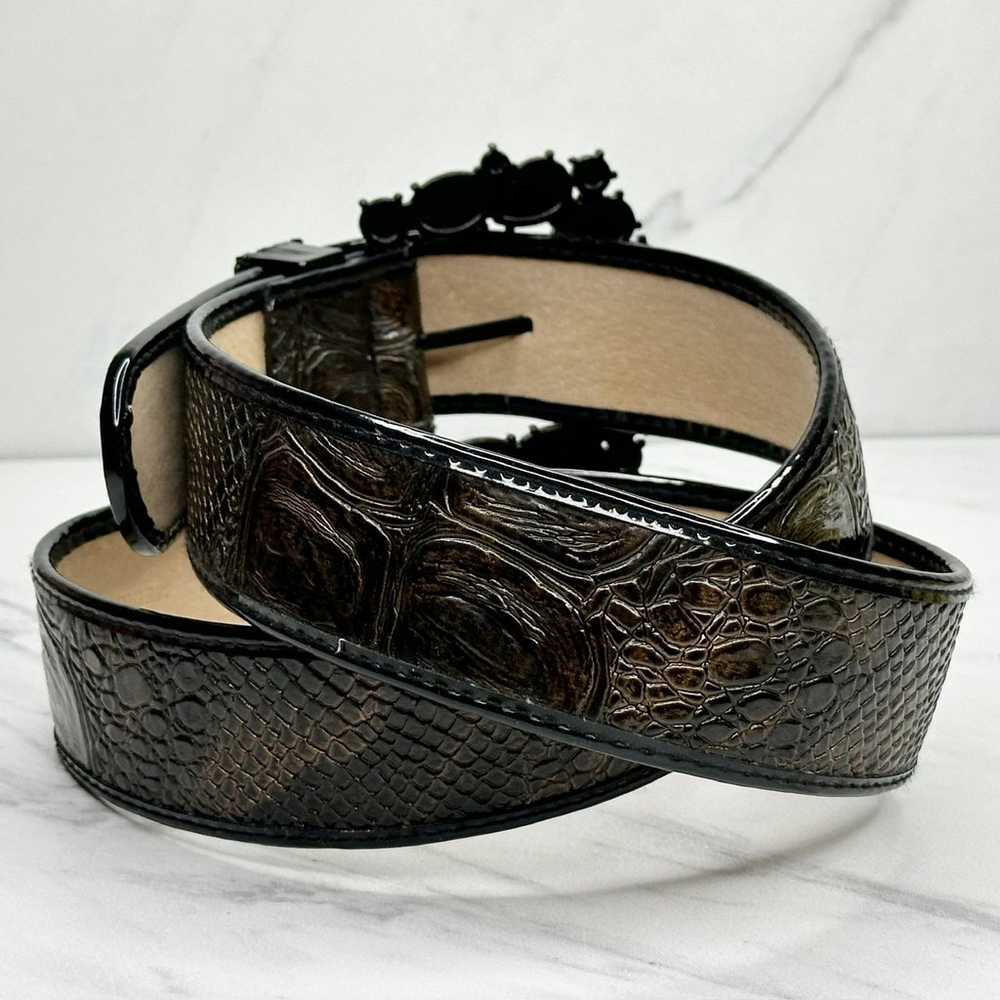 Chico's Vintage Black and Brown Embossed Mixed Le… - image 3