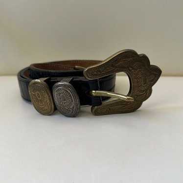 Vintage brass cowboy leather belt