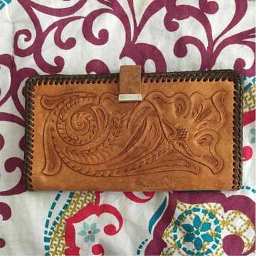 Vintage hand tooled leather wallet