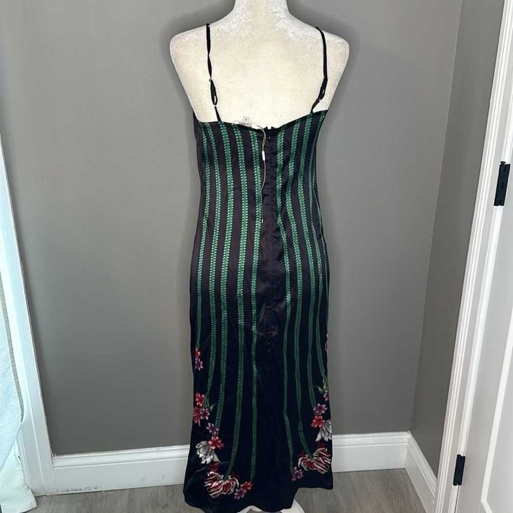 Tucker Stevie Silk Slip Dress black and green flo… - image 5