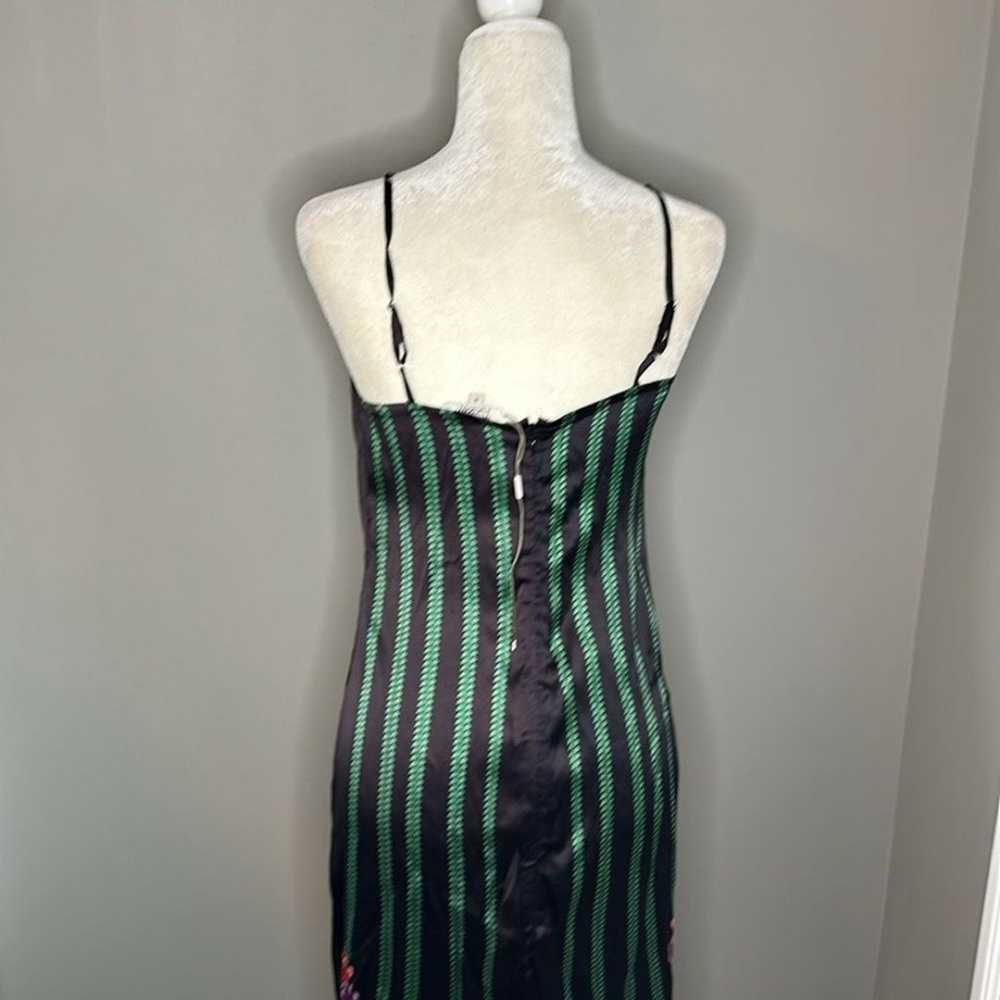 Tucker Stevie Silk Slip Dress black and green flo… - image 7