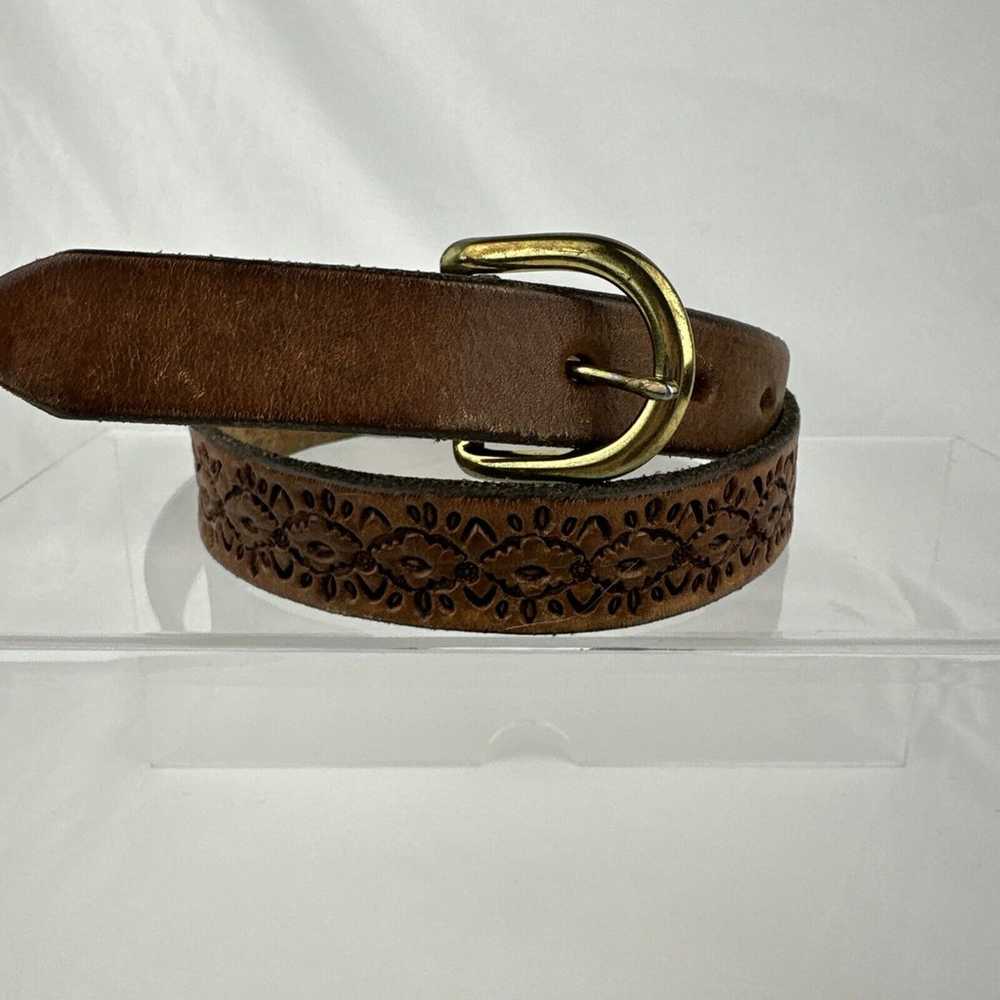 Vintage Jeff Handmade Tooled Leather Belt Medium … - image 1