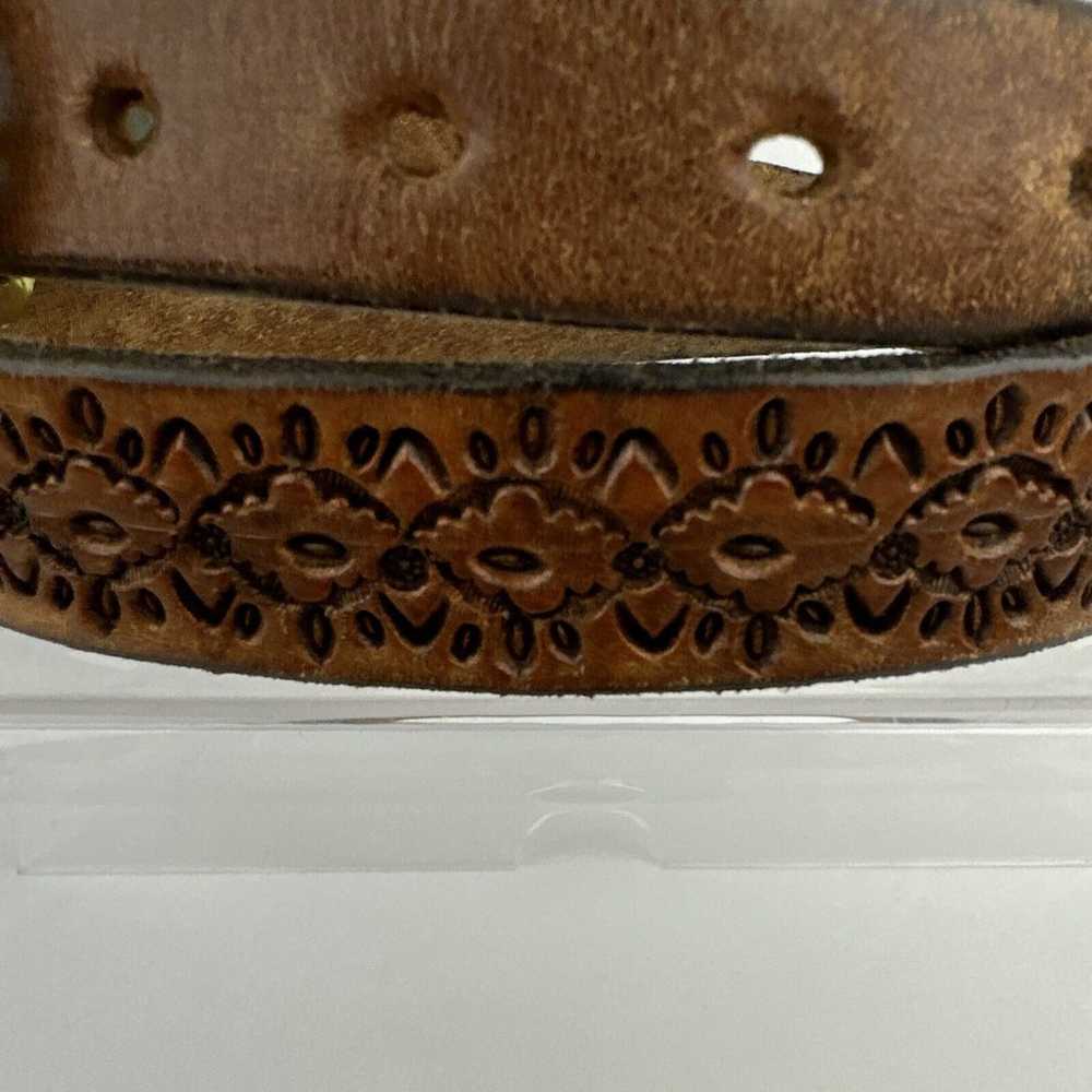 Vintage Jeff Handmade Tooled Leather Belt Medium … - image 2