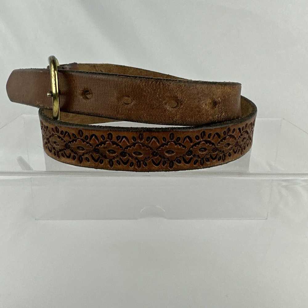 Vintage Jeff Handmade Tooled Leather Belt Medium … - image 3