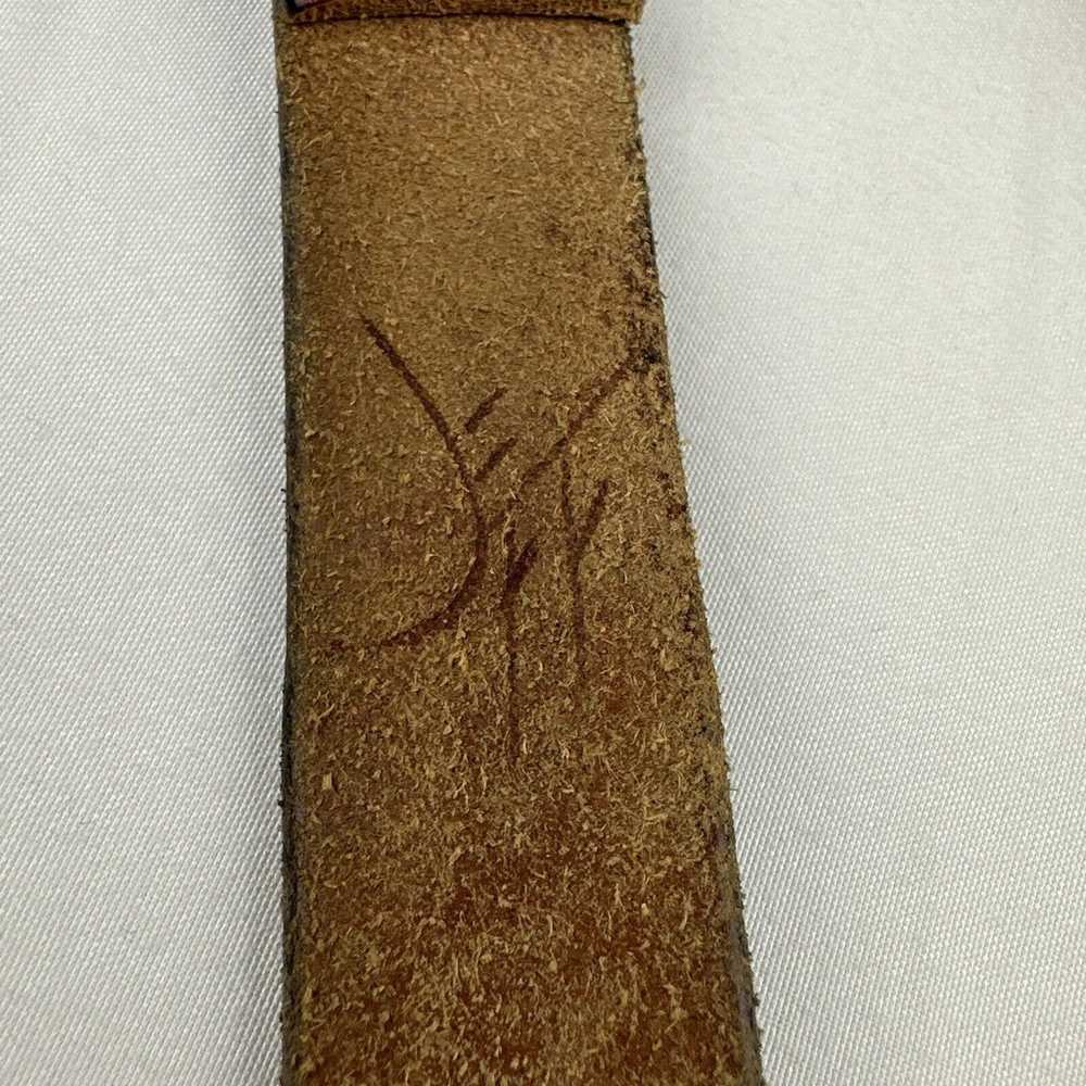 Vintage Jeff Handmade Tooled Leather Belt Medium … - image 7