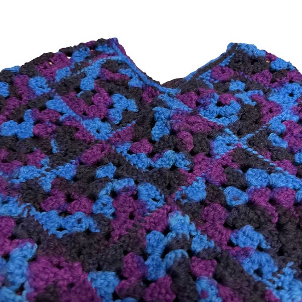 vintage crochet v-neck shawl, cape - image 3