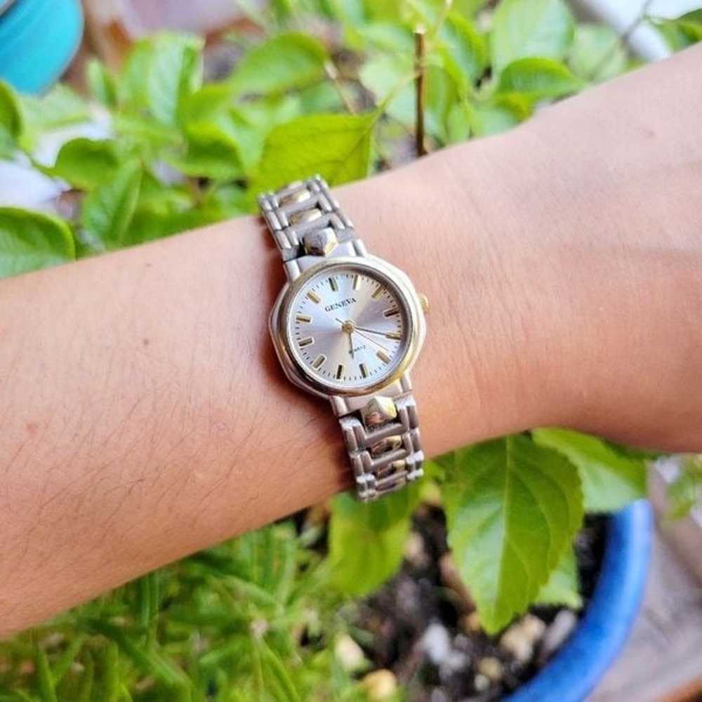 Vintage Geneva Quartz Classic Silver & Gold Women… - image 2