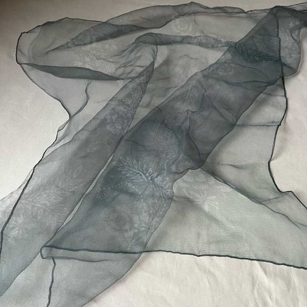 Vintage Sheer Tulle Scarf Delicate Floral Print I… - image 12