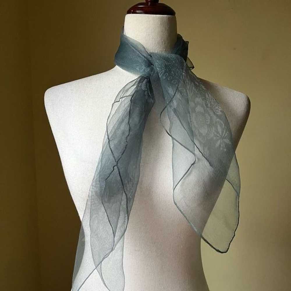 Vintage Sheer Tulle Scarf Delicate Floral Print I… - image 5