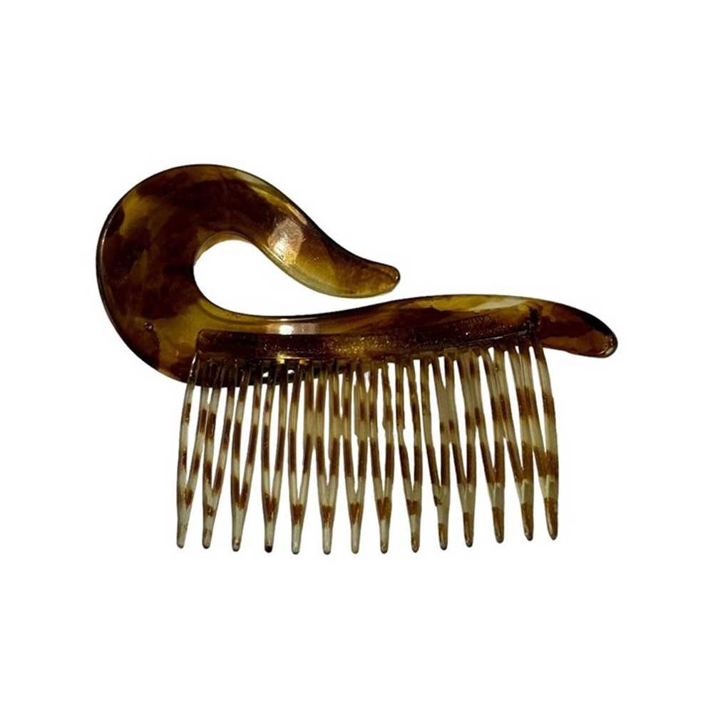 Vintage Celluloid Large Tortoise Shell Hair Comb … - image 2