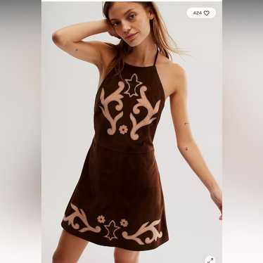 Free People Sienna Western Suede Mini Dress 100% g