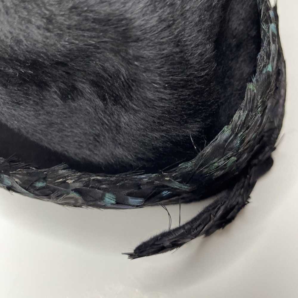 Vintage JACK McConnell Black Feather Hat Splendid… - image 3