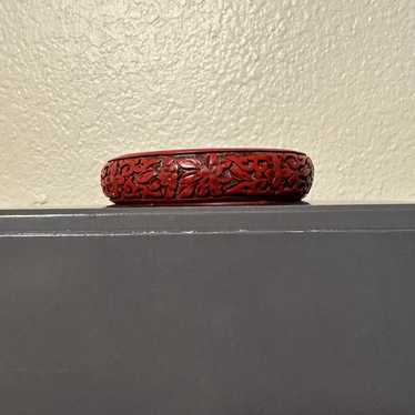 Vintage Carved Cinnabar Bangle Bracelet