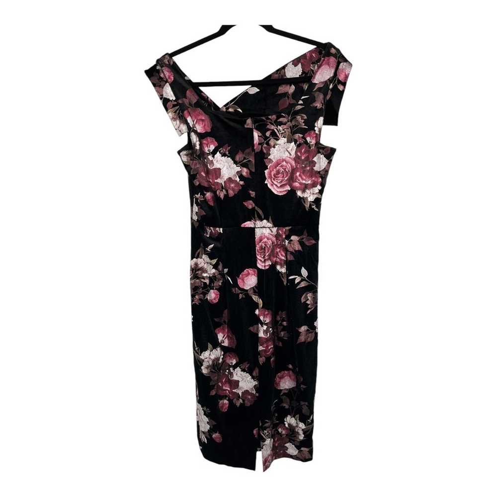 Black Halo Dress Jackie O Floral midi velvet blac… - image 4