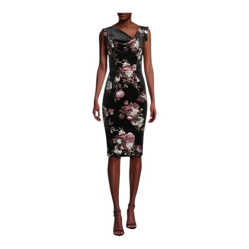 Black Halo Dress Jackie O Floral midi velvet blac… - image 7