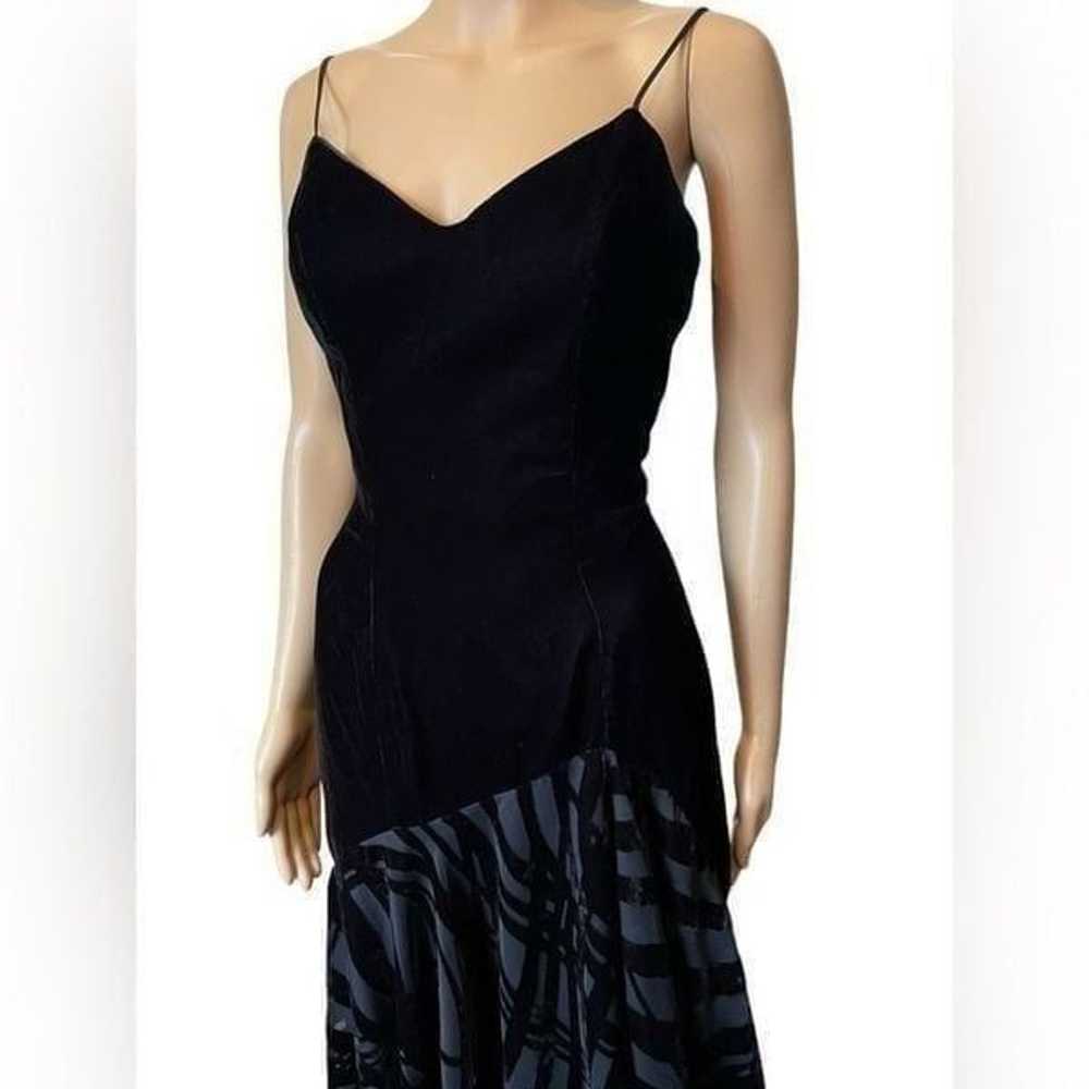 Cache Vintage Black Velvet Sheer Chiffon Asymmetr… - image 3