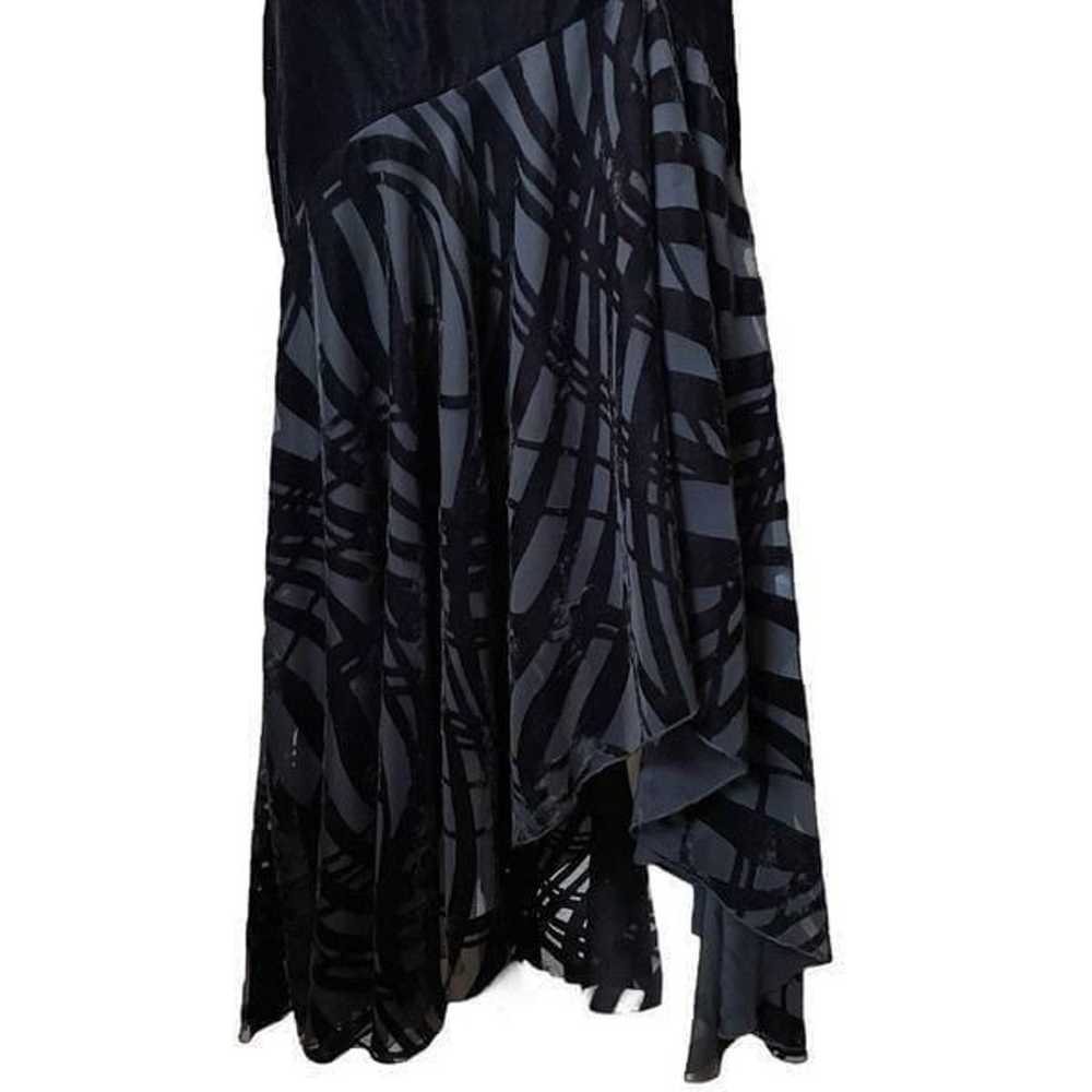 Cache Vintage Black Velvet Sheer Chiffon Asymmetr… - image 4