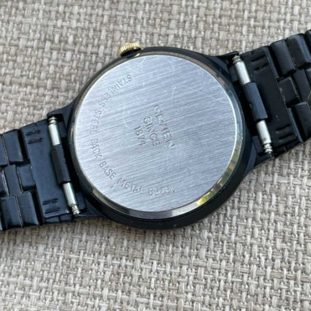 Gruen Vintage Wrist Watch Black Tone Analog Quart… - image 10