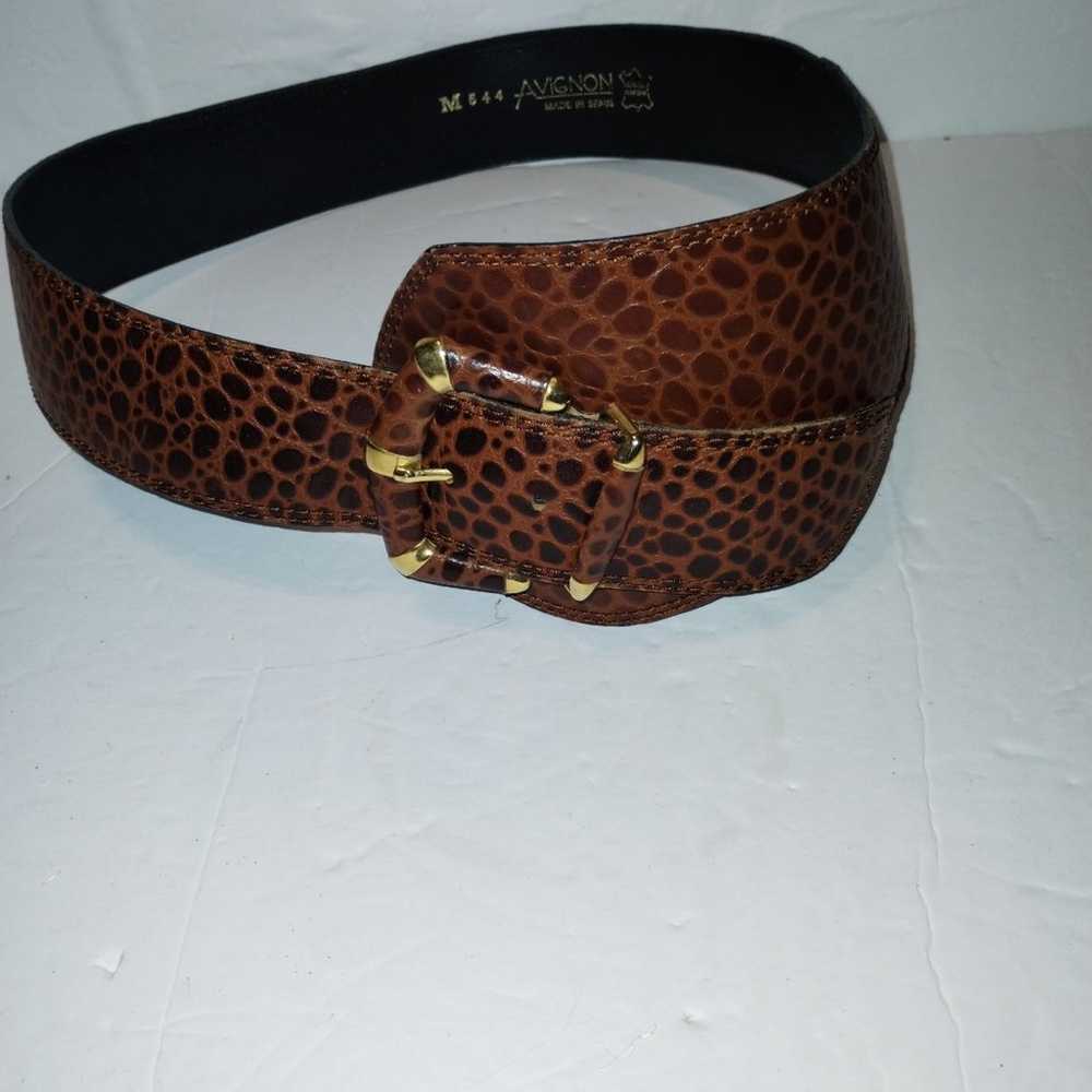 Vintage 1980's Avignon Brown Croc Embossed Leathe… - image 2