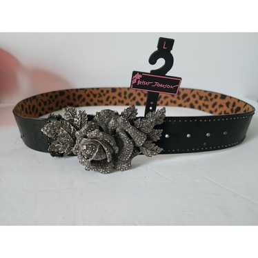 New Betsey Johnson Black Flower Marcasite Buckle … - image 1