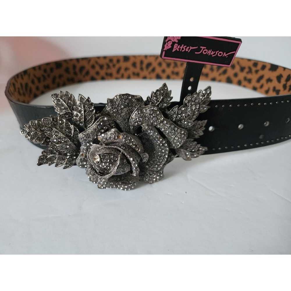 New Betsey Johnson Black Flower Marcasite Buckle … - image 5