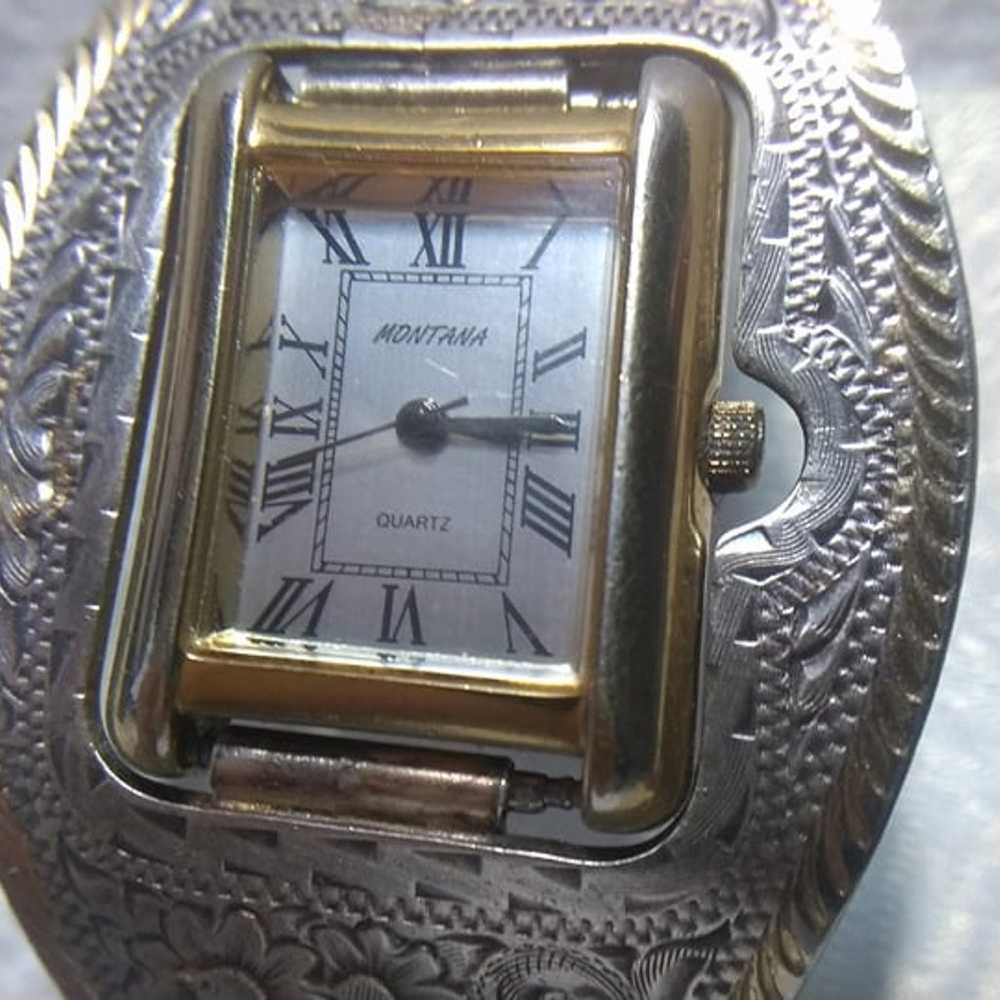 Montana Silversmiths Cuff Watch Silver Flower Fil… - image 3