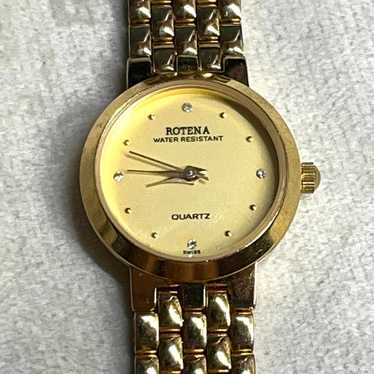 Women's Vintage Gold Watch Swiss Rotena Perfect w… - image 1