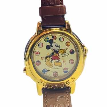 Mickey Mouse vtg watch world flag Disney - image 1