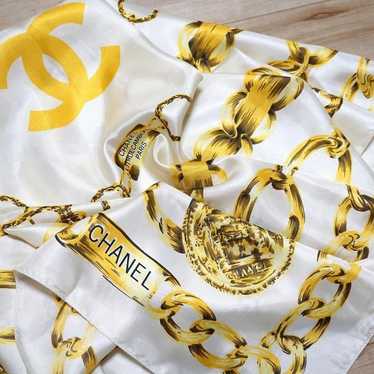 CHANEL Vintage Coco Mark & Chain Pattern CC Scarf