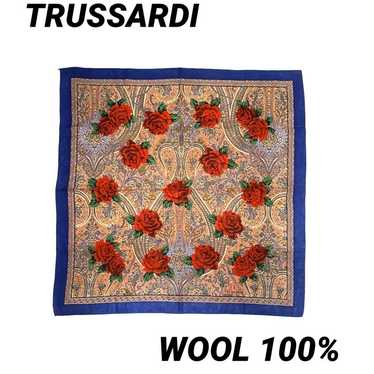 Trussardi 100×100 Wool Scarf Rose Paisley Vintage