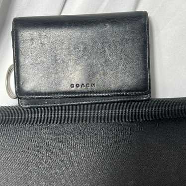 Vintage Coach Black Leather Keychain Snap Wallet