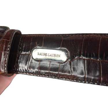 Ralph Lauren Brown Leather Croc Reptile Embossed … - image 1