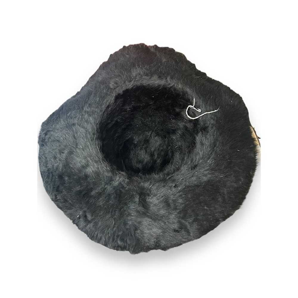 Vintage 70s Black Fur Wide Brim Hat - image 2