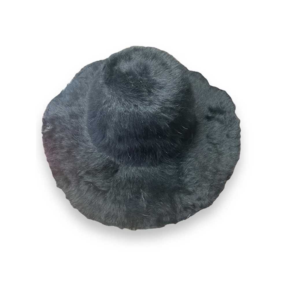 Vintage 70s Black Fur Wide Brim Hat - image 4