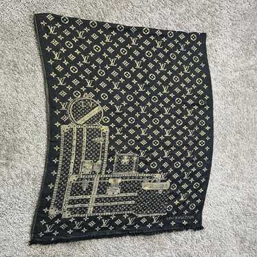 Vintage louis vuitton black gold scarf wrap suitca