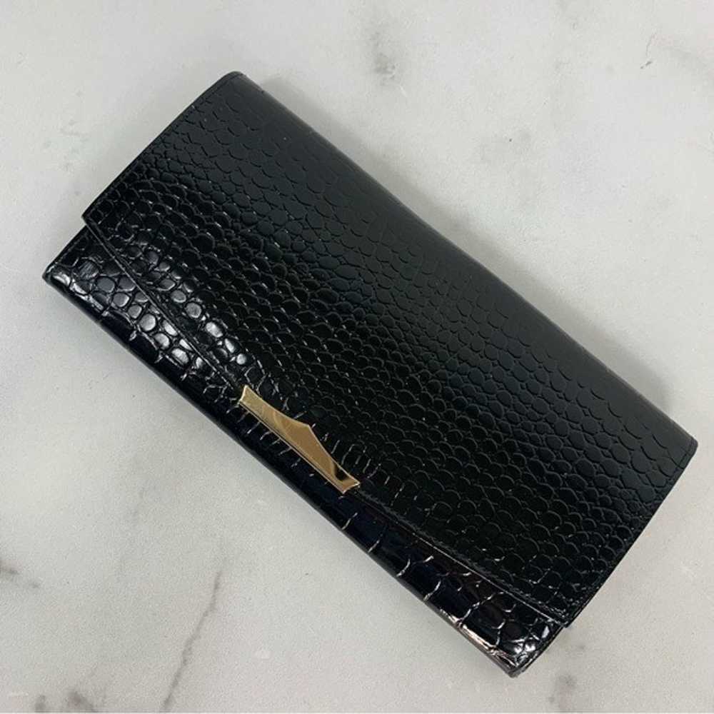 Leather Croc Embossed Vintage Retro Black Tie Sna… - image 1