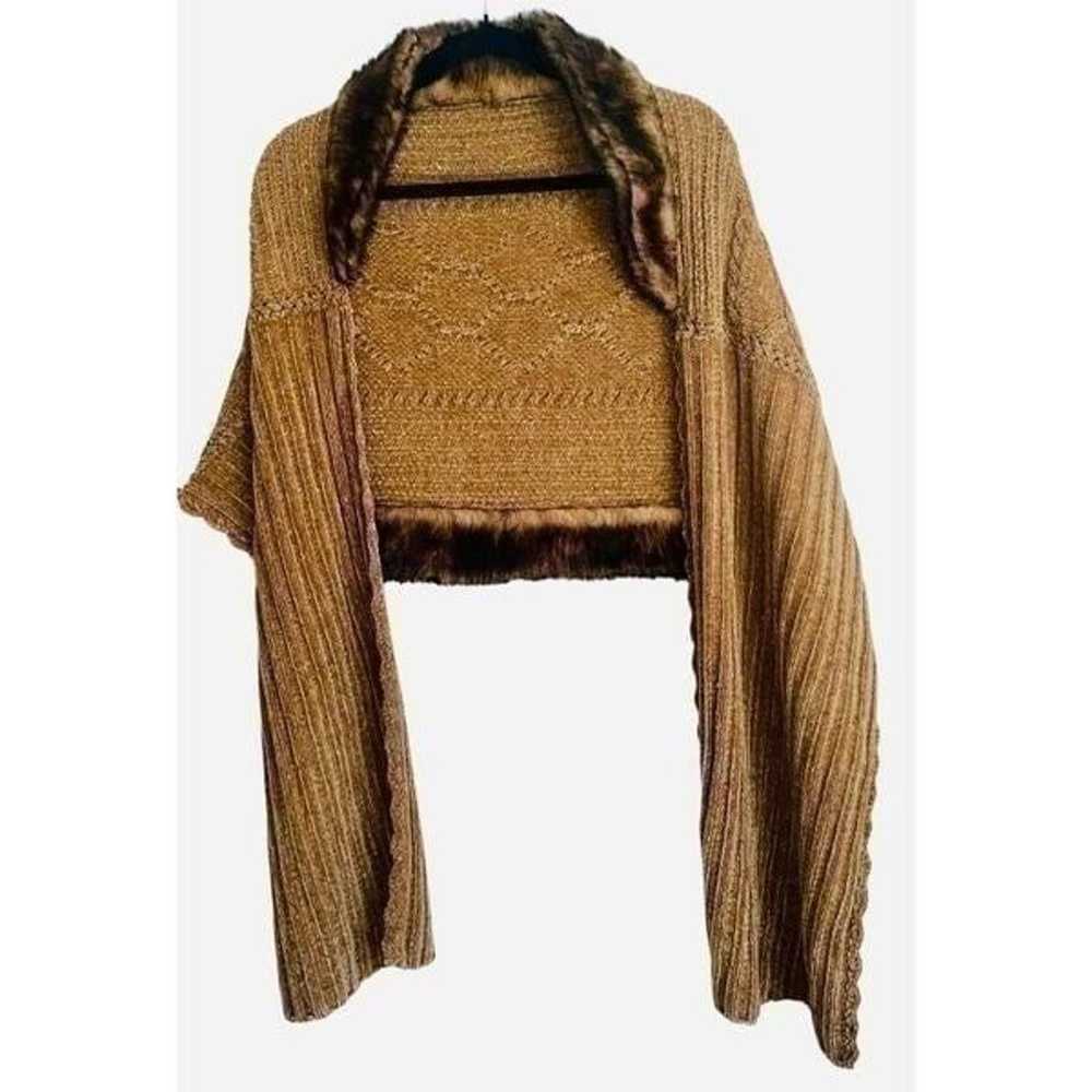 Vintage Hand-knit Chenille & Faux Mink Wrap - image 1