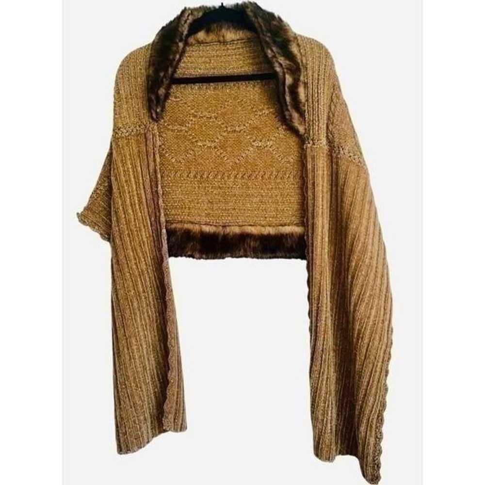 Vintage Hand-knit Chenille & Faux Mink Wrap - image 3