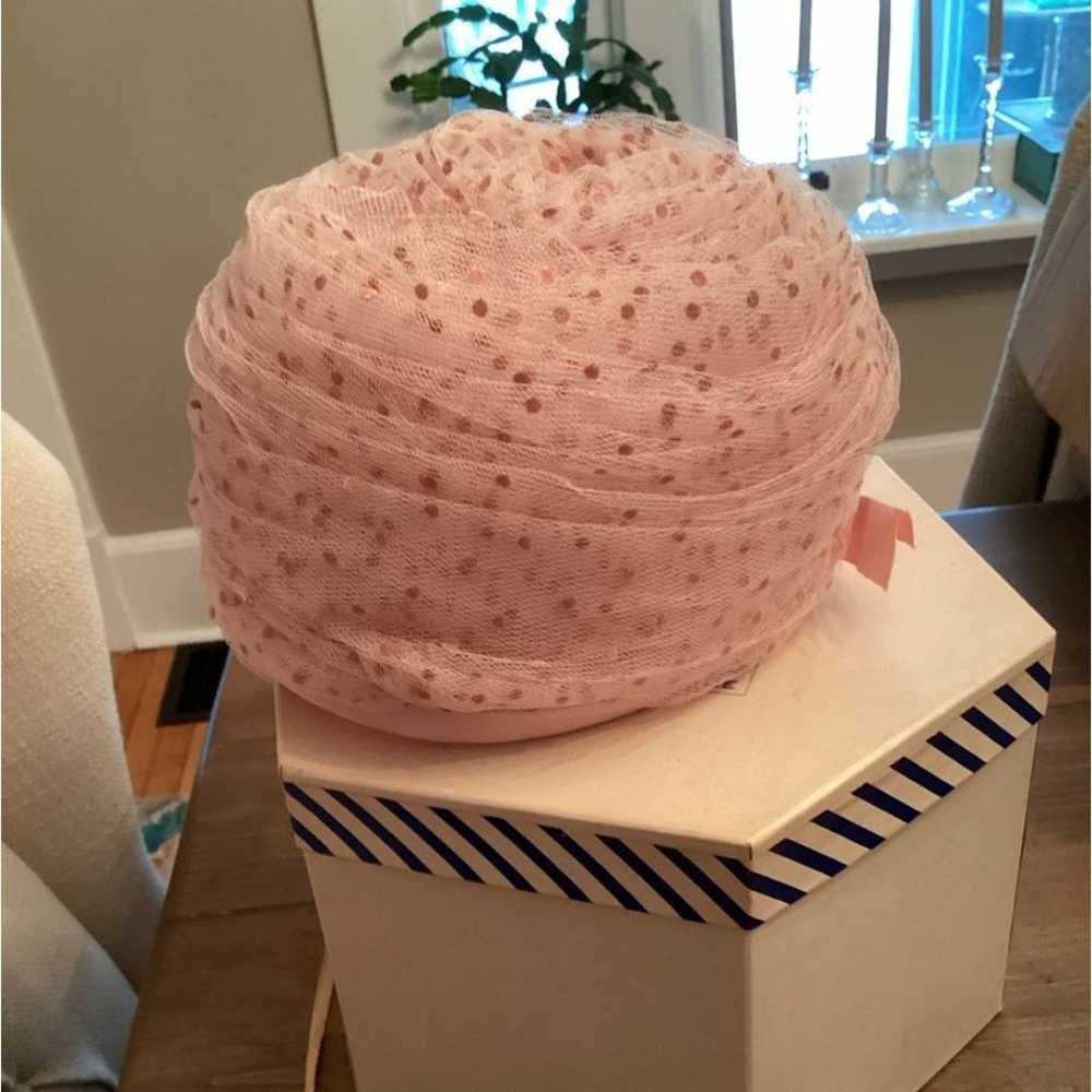 MR JOHN NY PARIS VINTAGE 60s PINK TULLE TURBAN HA… - image 5