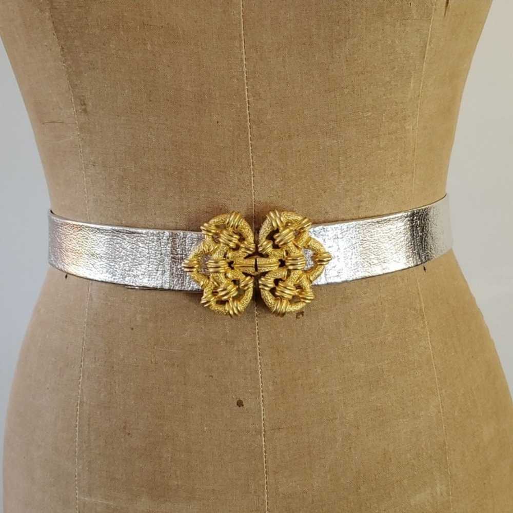 Mimi Di N 33" Belt Gold Silver Lame Vintage Hook … - image 1