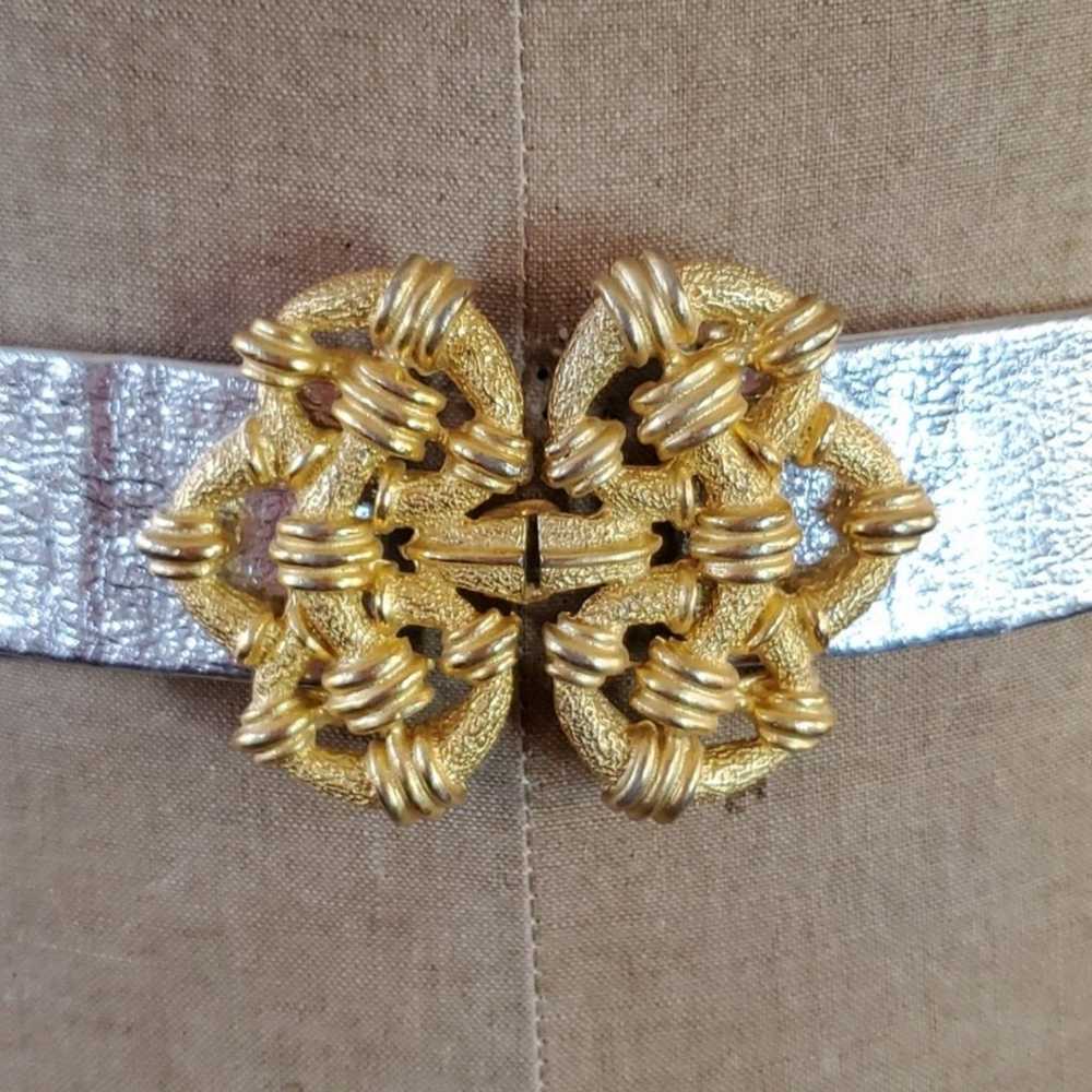 Mimi Di N 33" Belt Gold Silver Lame Vintage Hook … - image 2