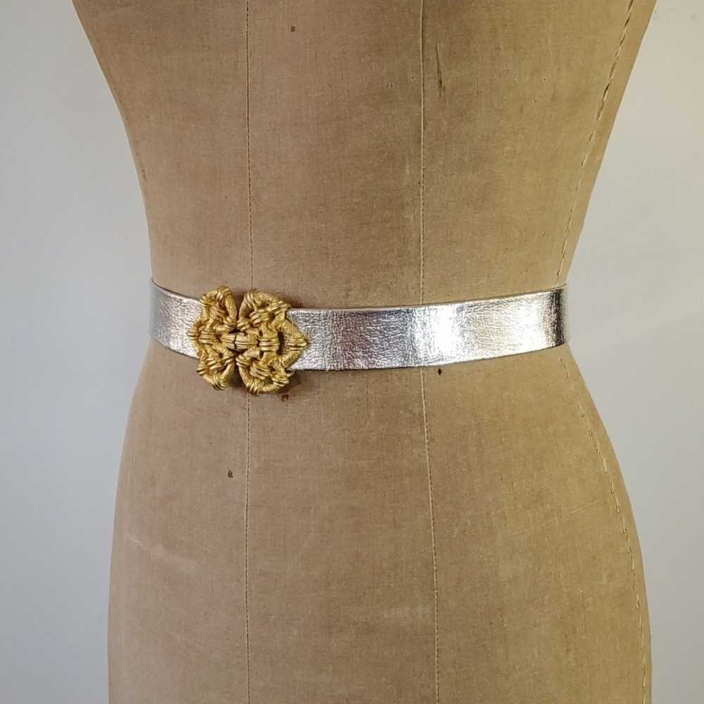 Mimi Di N 33" Belt Gold Silver Lame Vintage Hook … - image 3