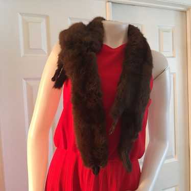 Vintage 40s 4 Full Pelt Mink Stole Shoulder Wrap w/ Head Tail Feet 54” outlet Brown