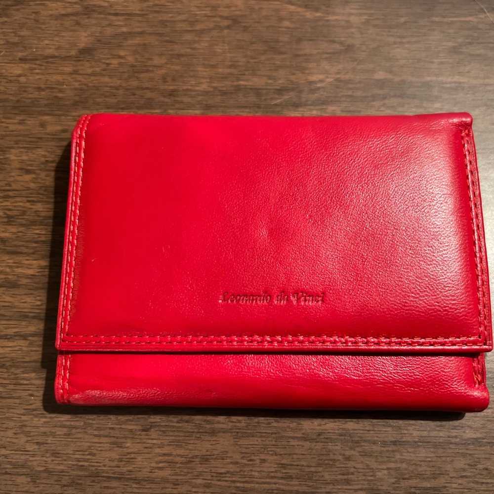 Vintage Red Leonardo de Vinci Designer Billfold W… - image 1