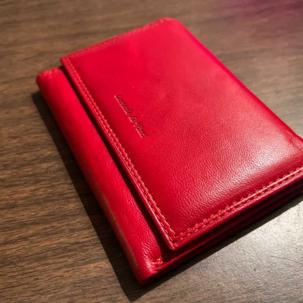 Vintage Red Leonardo de Vinci Designer Billfold W… - image 3